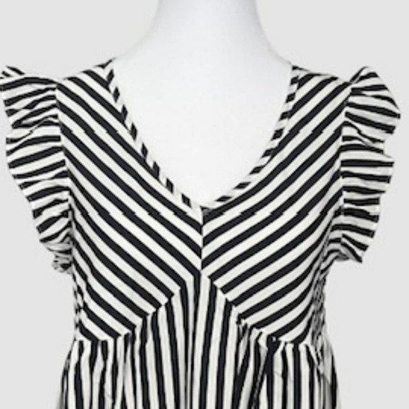 SHEIN Maternity Ruffled Sleeve Peplum Top Blue & White Striped, NWOT-Size Small - Picture 3 of 7